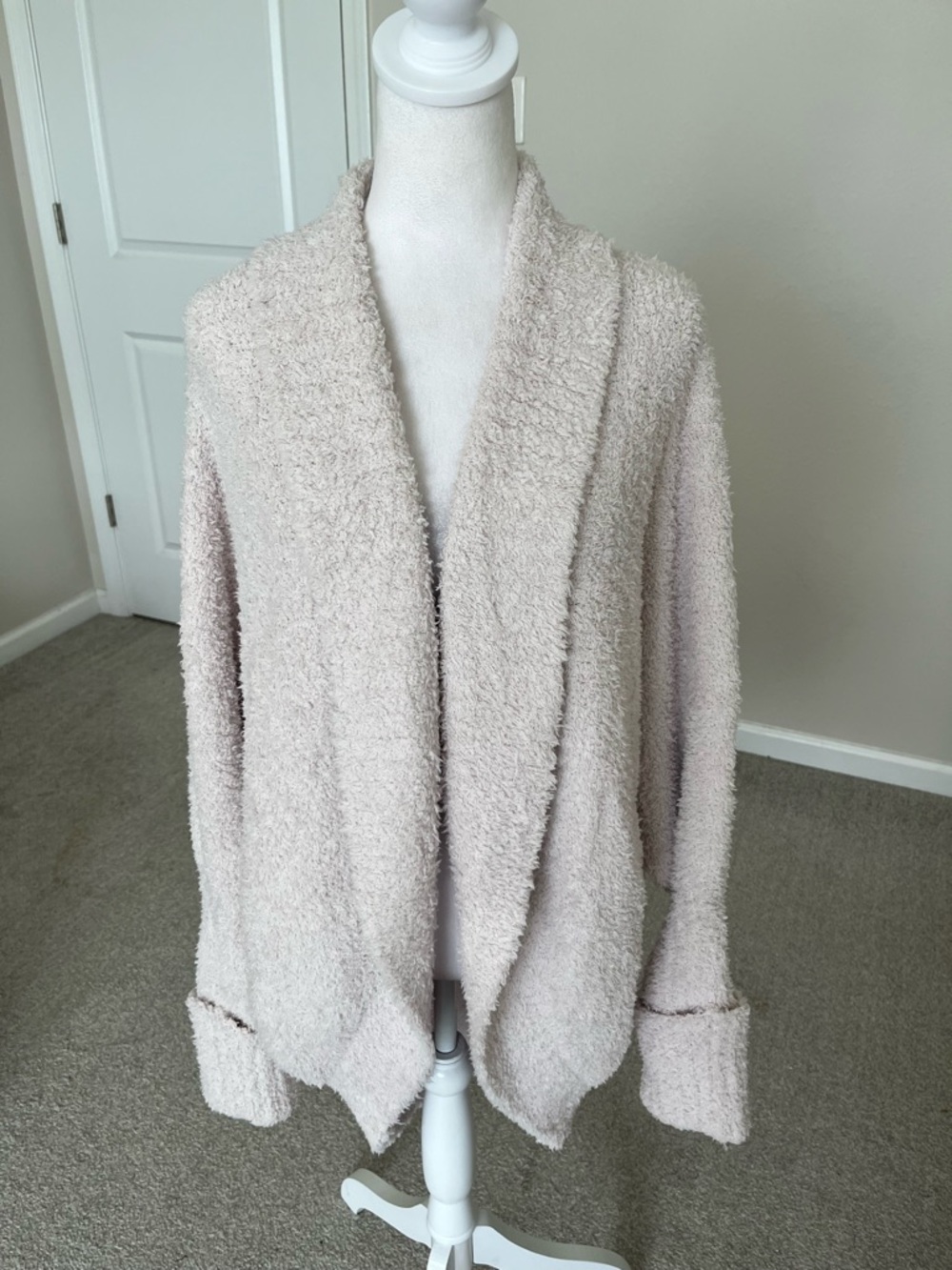 Barefoot Dreams Cozy Open-Front Cardigan in Light Beige